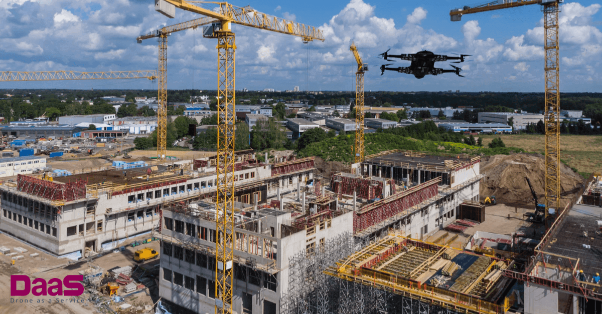 Drone over landscape with grid mapping overlay